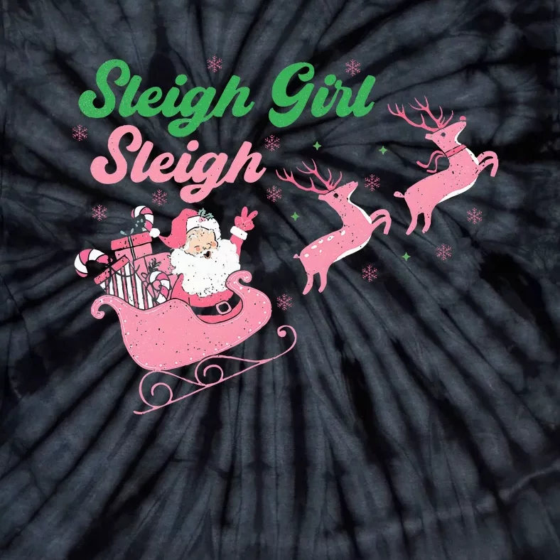 Groovy Pink Christmas Coffee Sleigh Girl Sleigh Xmas Holiday Tie-Dye T-Shirt