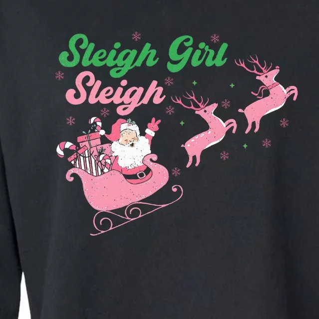 Groovy Pink Christmas Coffee Sleigh Girl Sleigh Xmas Holiday Cropped Pullover Crew