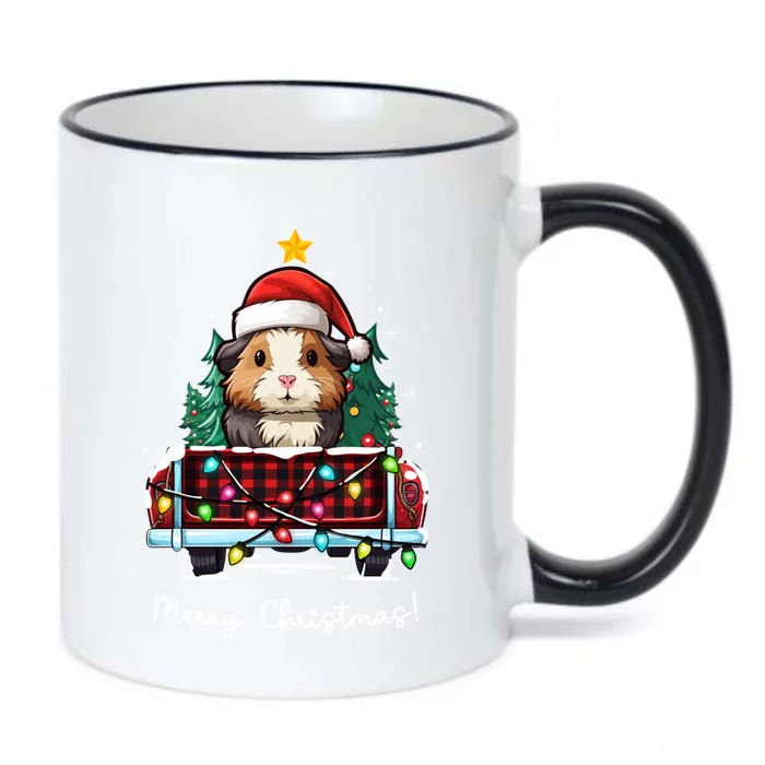 Guinea Pig Christmas Truck Plaid Funny Xmas Tree Gift Black Color Changing Mug