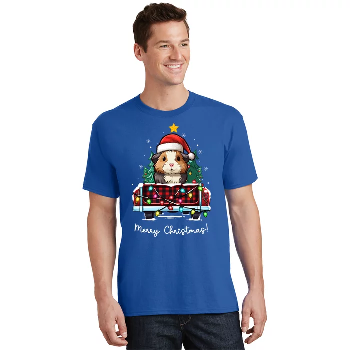 Guinea Pig Christmas Truck Plaid Funny Xmas Tree Gift T-Shirt