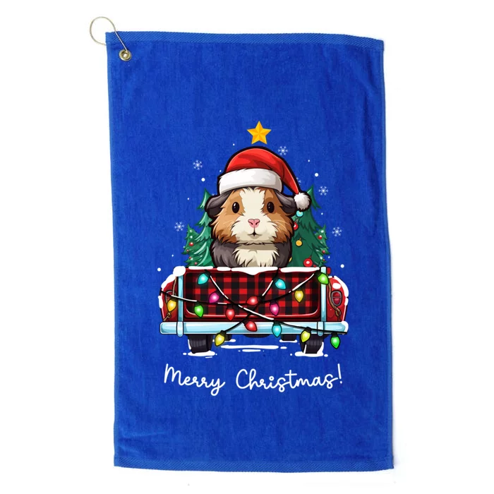 Guinea Pig Christmas Truck Plaid Funny Xmas Tree Gift Platinum Collection Golf Towel