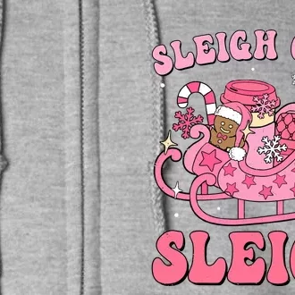 Groovy Pink Christmas Coffee Sleigh Girl Sleigh Xmas Holiday Full Zip Hoodie