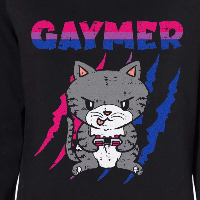 Gaymer Purride Cat Video Game Gamer LGBTQ Bisexual Flag Gay Womens California Wash Sweatshirt