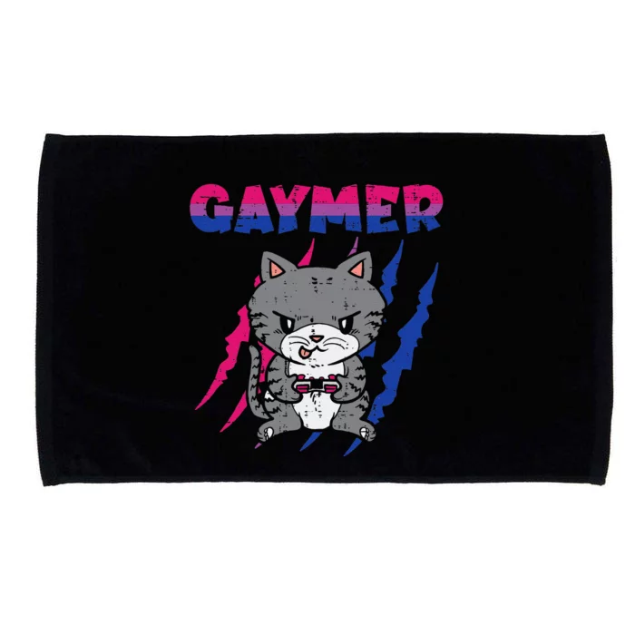 Gaymer Purride Cat Video Game Gamer LGBTQ Bisexual Flag Gay Microfiber Hand Towel