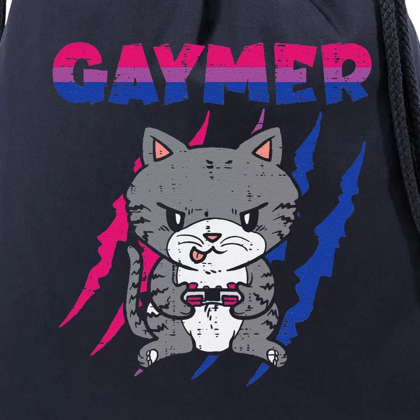 Gaymer Purride Cat Video Game Gamer LGBTQ Bisexual Flag Gay Drawstring Bag