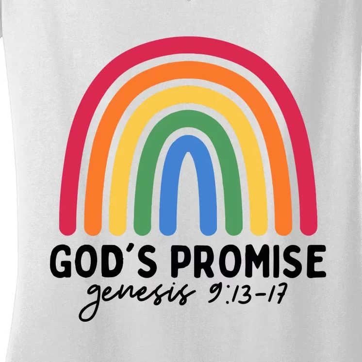 Gods Promise Christian Rainbow Women's V-Neck T-Shirt