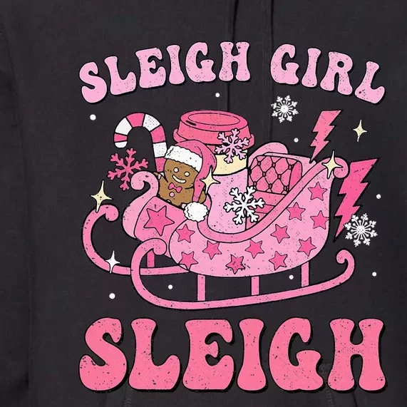 Groovy Pink Christmas Coffee Sleigh Girl Sleigh Xmas Holiday Premium Hoodie