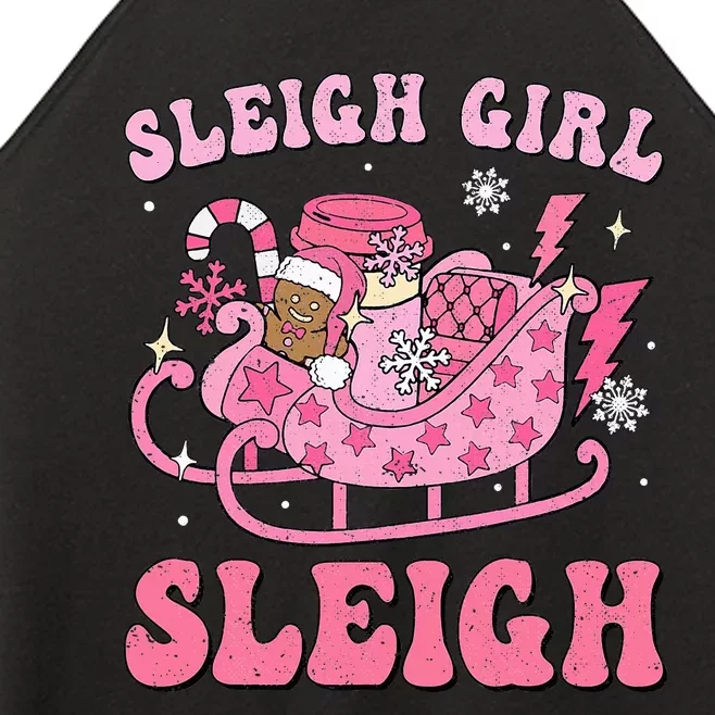 Groovy Pink Christmas Coffee Sleigh Girl Sleigh Xmas Holiday Women’s Perfect Tri Rocker Tank