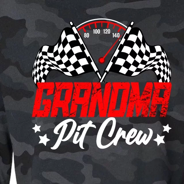 Grandma Pit Crew Birthday Party Race Car Lover Racing Family Cropped Pullover Crew