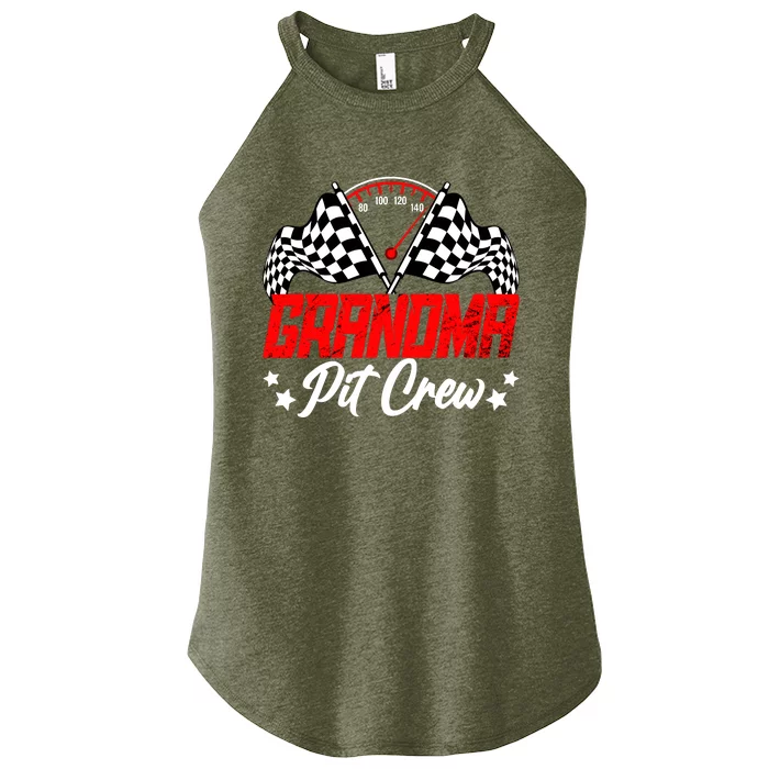 Grandma Pit Crew Birthday Party Race Car Lover Racing Family Women’s Perfect Tri Rocker Tank