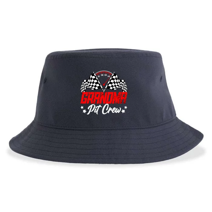 Grandma Pit Crew Birthday Party Race Car Lover Racing Family Sustainable Bucket Hat