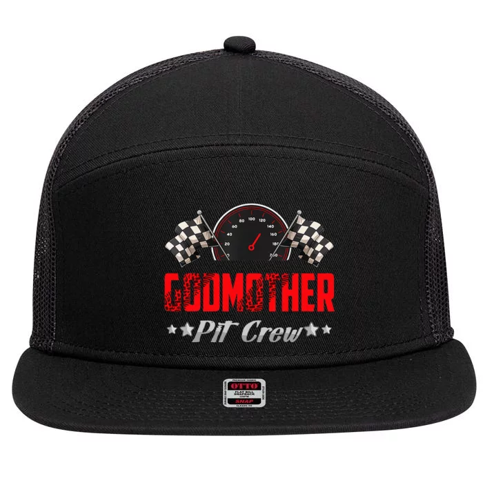 Godmother Pit Crew Birthday Racing Car Family Matching Race 7 Panel Mesh Trucker Snapback Hat