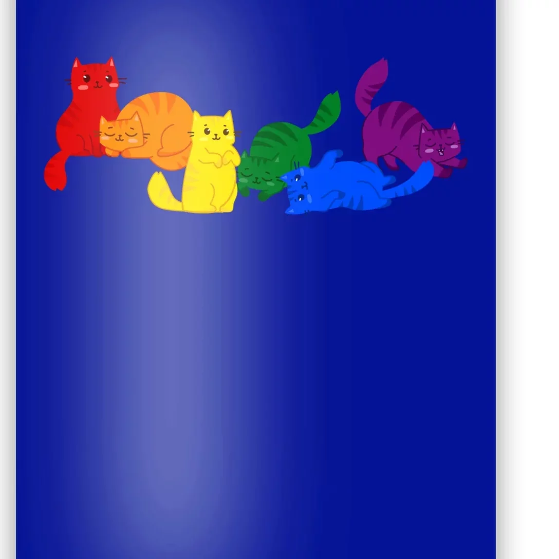 Gay Pride Cat Lgbt Ally Kawaii Cats Cute Anime Rainbow Flag Funny Gift Poster