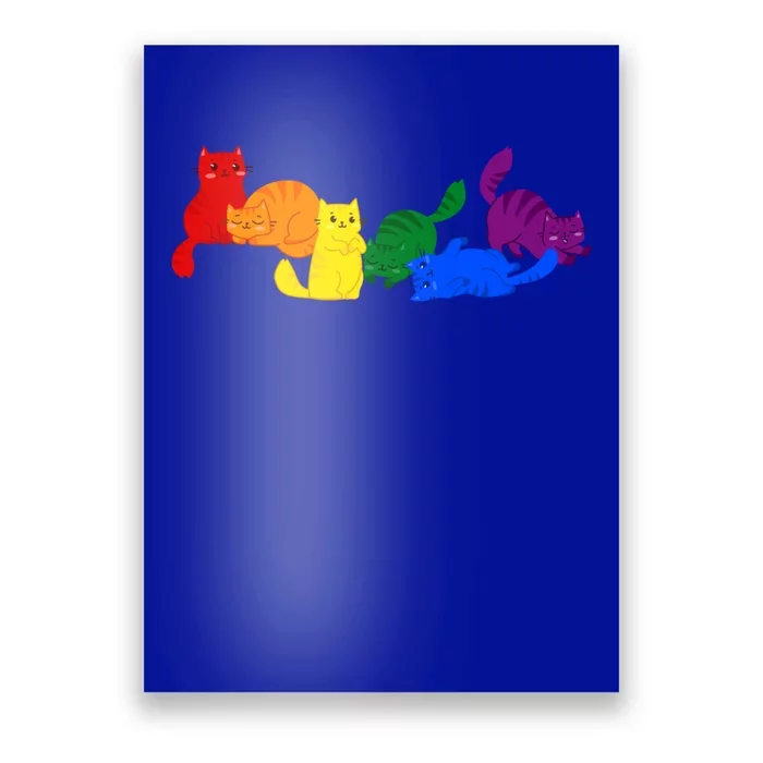 Gay Pride Cat Lgbt Ally Kawaii Cats Cute Anime Rainbow Flag Funny Gift Poster