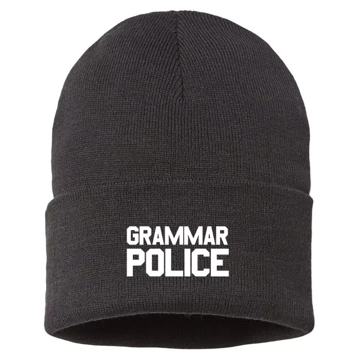 Grammar Police Costume Funny Halloween Grammar Police Sustainable Knit Beanie