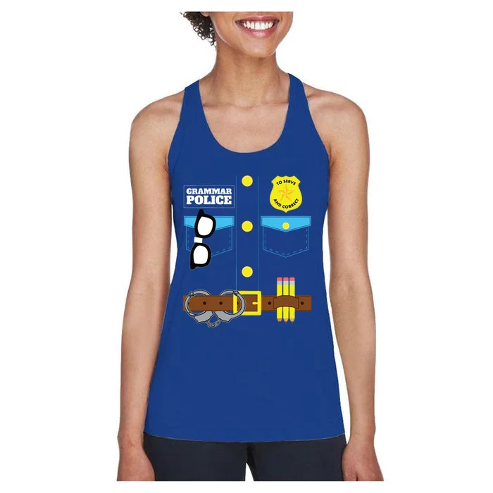 Grammar Police Costume Funny Halloween Pair With Jail Inmate Women's Racerback Tank