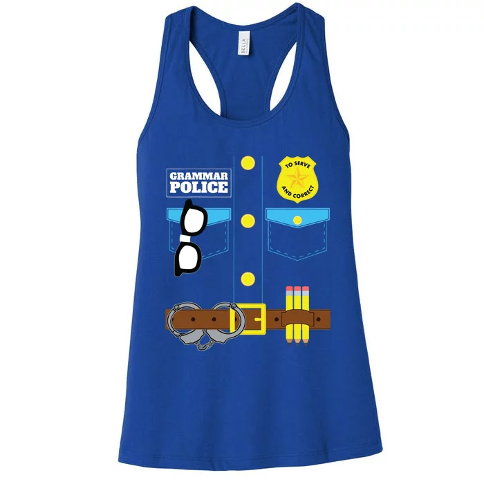 Grammar Police Costume Funny Halloween Pair With Jail Inmate Women's Racerback Tank