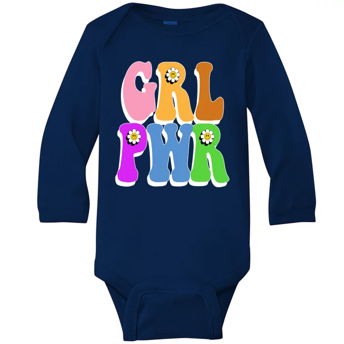 Girl Power Cute Sunflower Retro Colorful Baby Long Sleeve Bodysuit