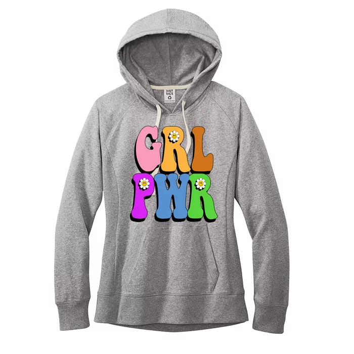 Girl Power Cute Sunflower Retro Colorful Women's Fleece Hoodie