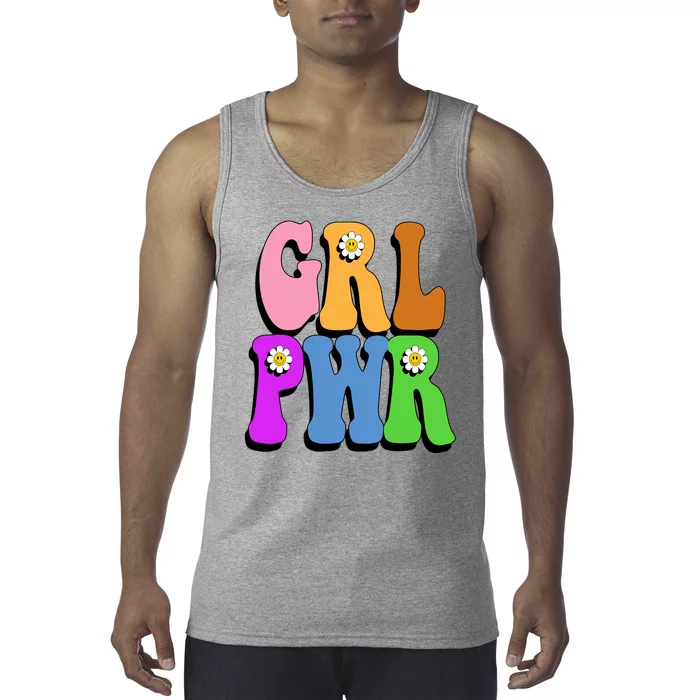 Girl Power Cute Sunflower Retro Colorful Tank Top