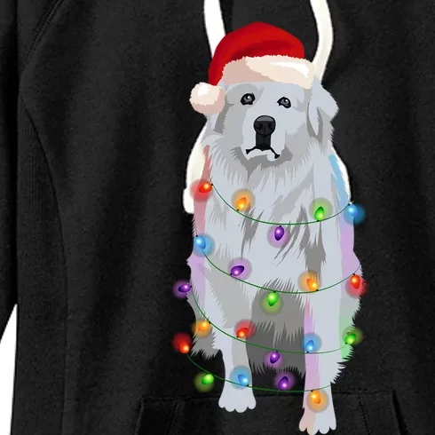 Great Pyrenees Christmas Lights Xmas Patou Pyrenean Gift Women's Fleece Hoodie