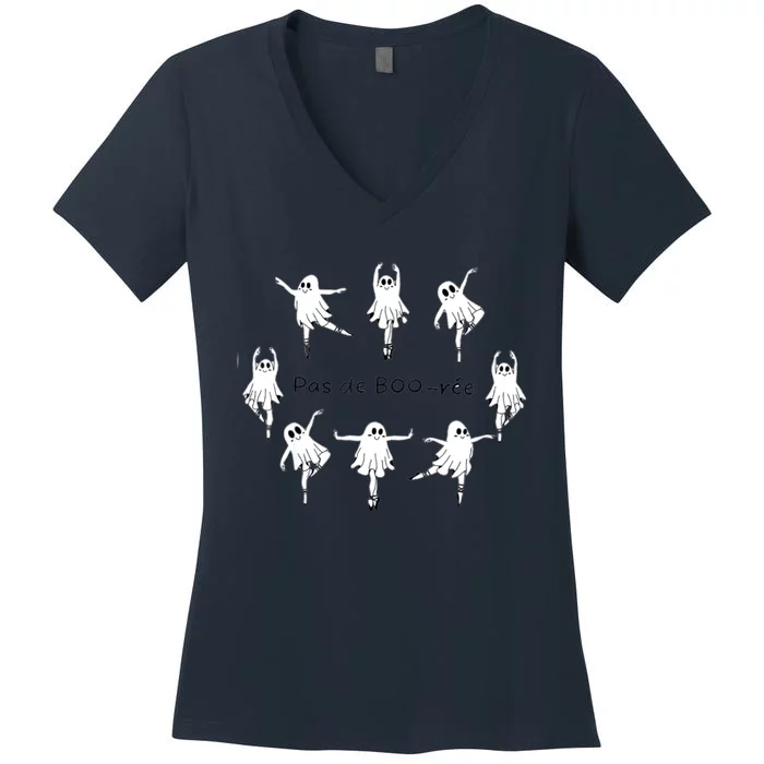 Ghost Pas De BooréE Ballet Dancer Spooky Halloween Women's V-Neck T-Shirt