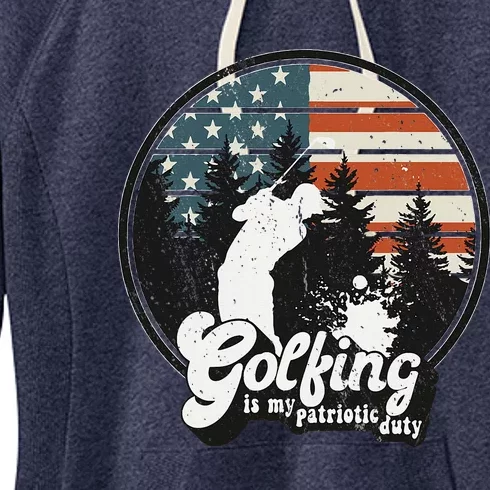 Golfing Patriotic Duty Golfer American Flag Playing Golf Women's Fleece Hoodie