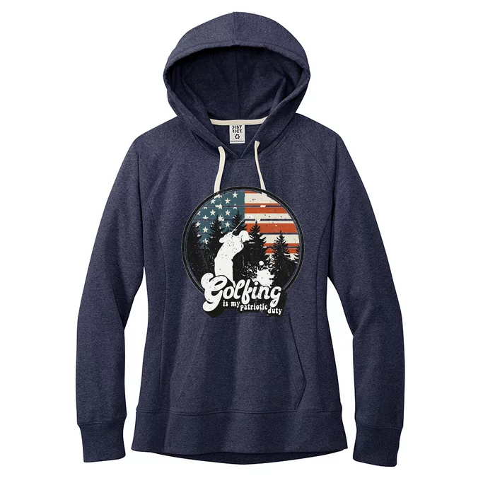 Golfing Patriotic Duty Golfer American Flag Playing Golf Women's Fleece Hoodie