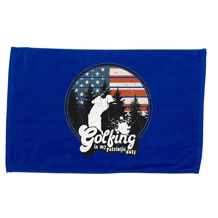 Golfing Patriotic Duty Golfer American Flag Playing Golf Microfiber Hand Towel