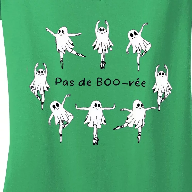 Ghost Pas De Boo RéE Ballet Dancer Spooky Halloween Women's V-Neck T-Shirt