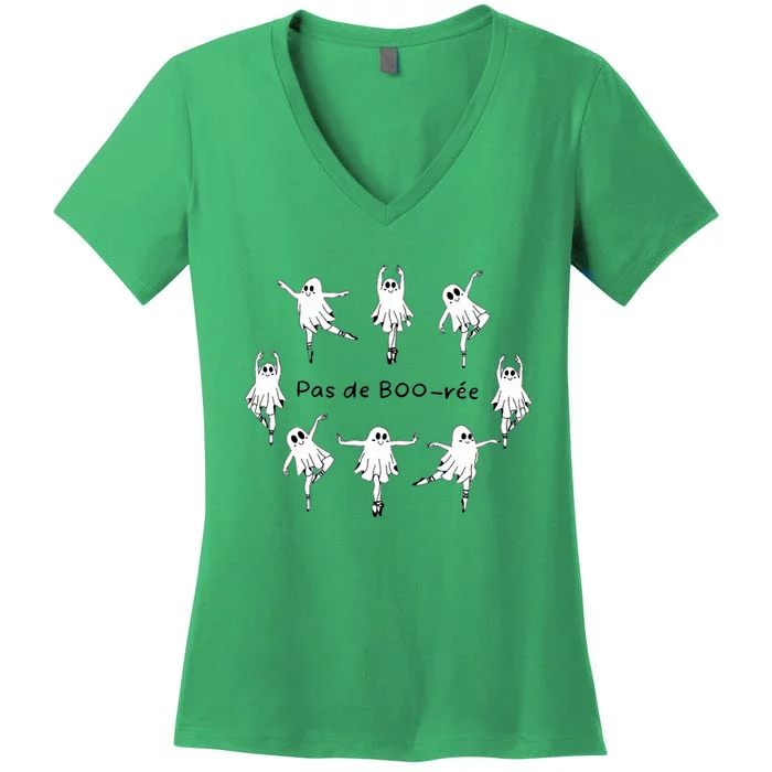 Ghost Pas De Boo RéE Ballet Dancer Spooky Halloween Women's V-Neck T-Shirt