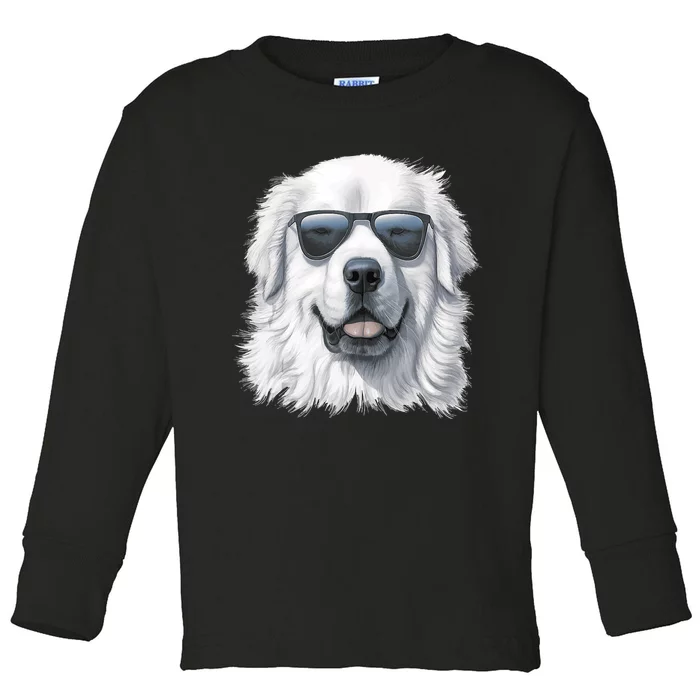 Great Pyrenees Dog With Sunglasses Great Pyrenees Toddler Long Sleeve Shirt