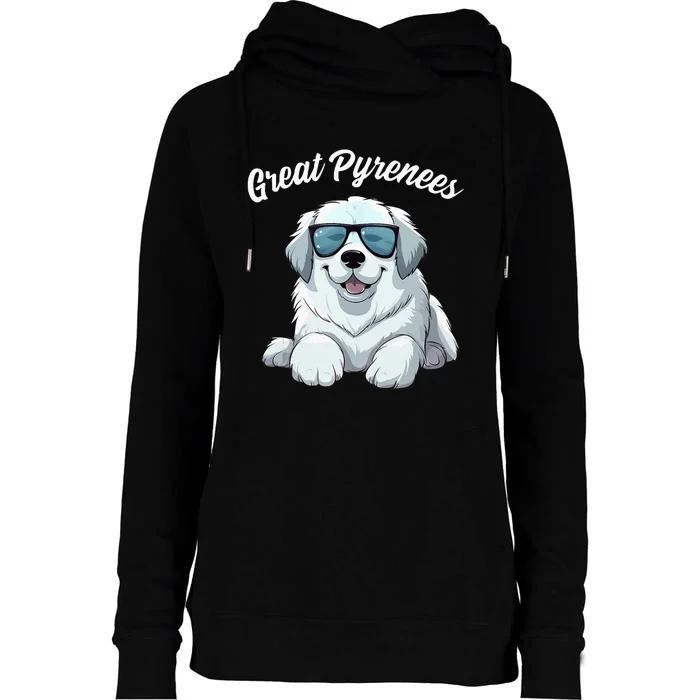 Great Pyrenees Dog With Sunglasses Cool Great Pyrenees Womens Funnel Neck Pullover Hood