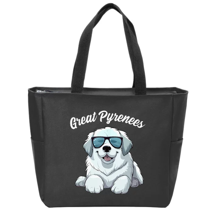 Great Pyrenees Dog With Sunglasses Cool Great Pyrenees Zip Tote Bag