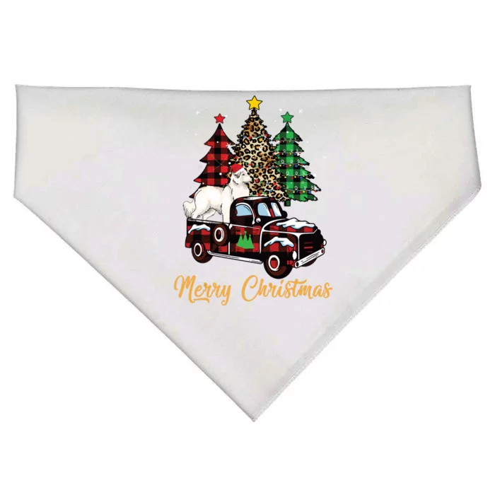 Great Pyrenees Dog Riding Red Truck Christmas Decor Pajama Long Sleeve USA-Made Doggie Bandana