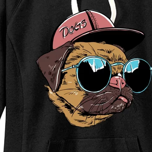 Gangster Pug Dog Hipster Cool Shades Women's Fleece Hoodie