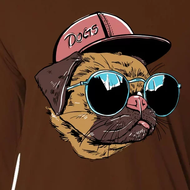 Gangster Pug Dog Hipster Cool Shades Cooling Performance Long Sleeve Crew