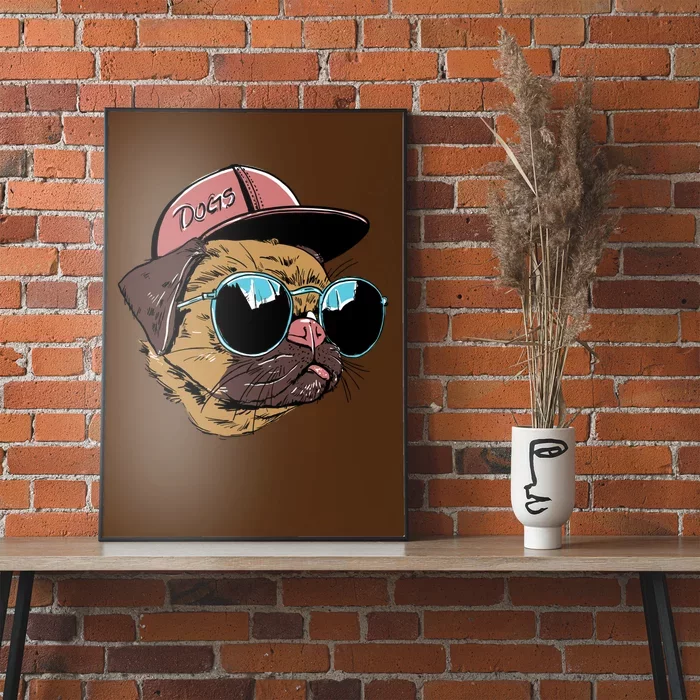 Poster pug with sunglasses. 