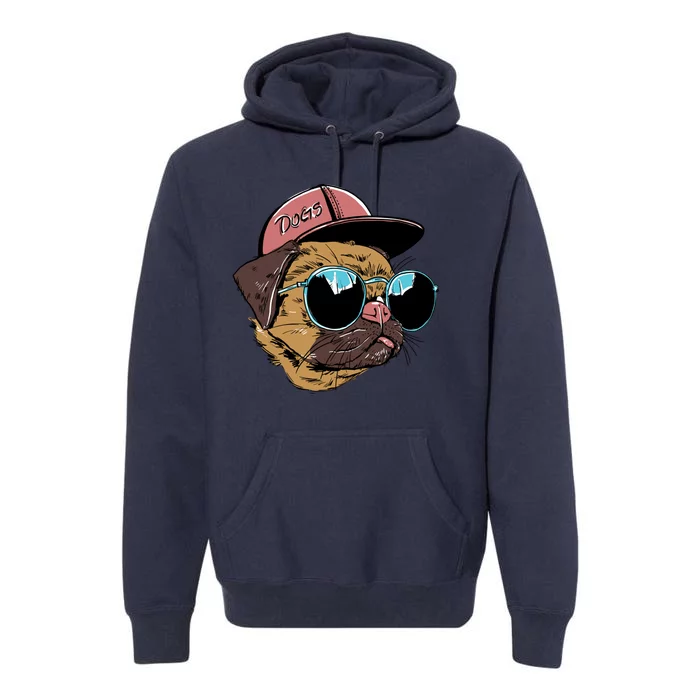 Gangster Pug Dog Hipster Cool Shades Premium Hoodie