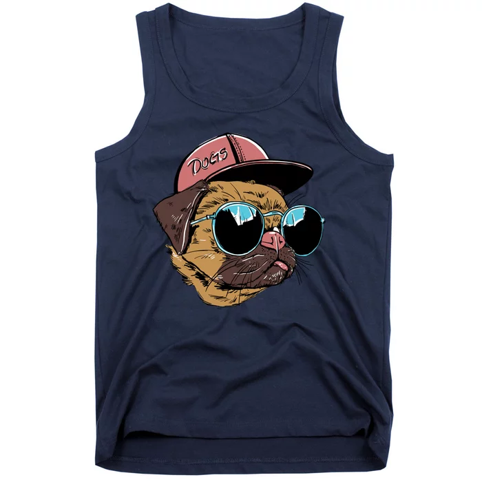 Gangster Pug Dog Hipster Cool Shades Tank Top