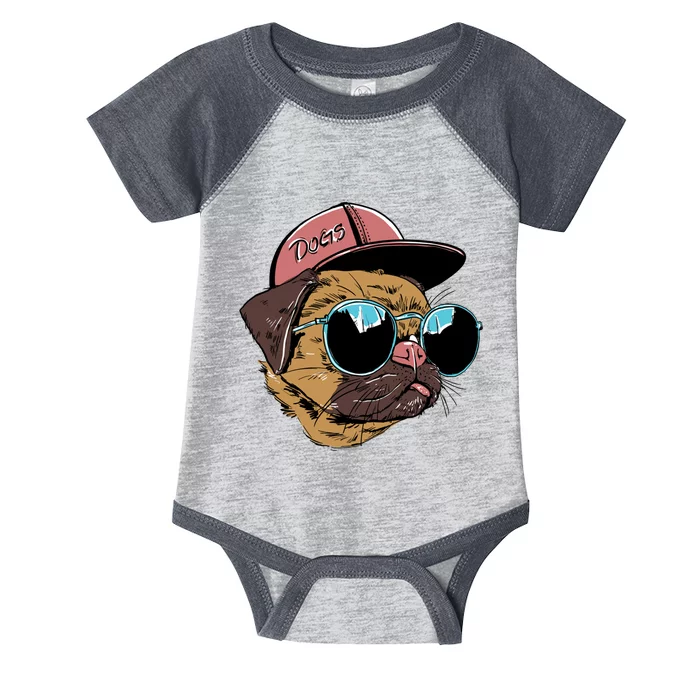 Gangster Pug Dog Hipster Cool Shades Infant Baby Jersey Bodysuit