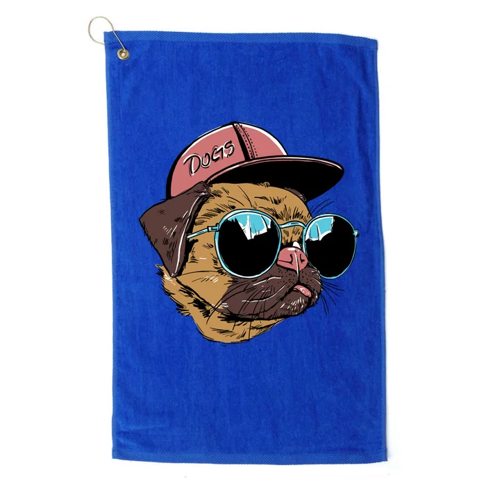 Gangster Pug Dog Hipster Cool Shades Platinum Collection Golf Towel