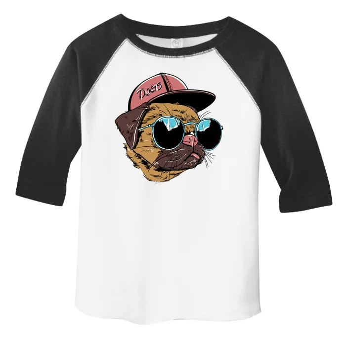 Gangster Pug Dog Hipster Cool Shades Toddler Fine Jersey T-Shirt