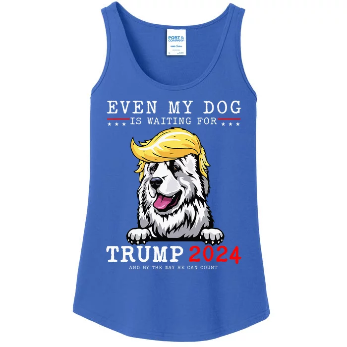 Great Pyrenees Dog Even My Dog Is Waiting For Trump 2024 Ladies Essential Tank