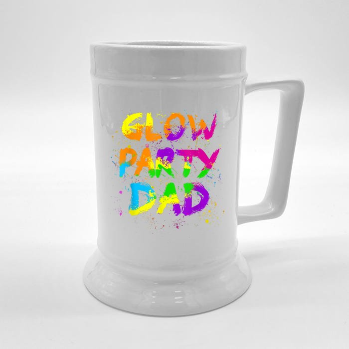 Glow Party Dad Splatter Effect 80 Theme Color Birthday Party Front & Back Beer Stein