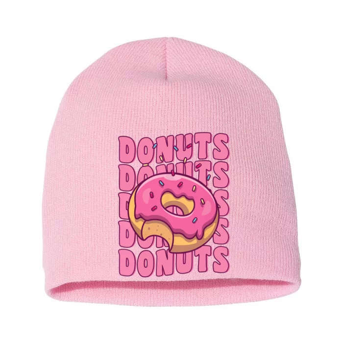 Groovy Pink Donut Squad Sprinkles Donut Lover Matching Donut Short Acrylic Beanie