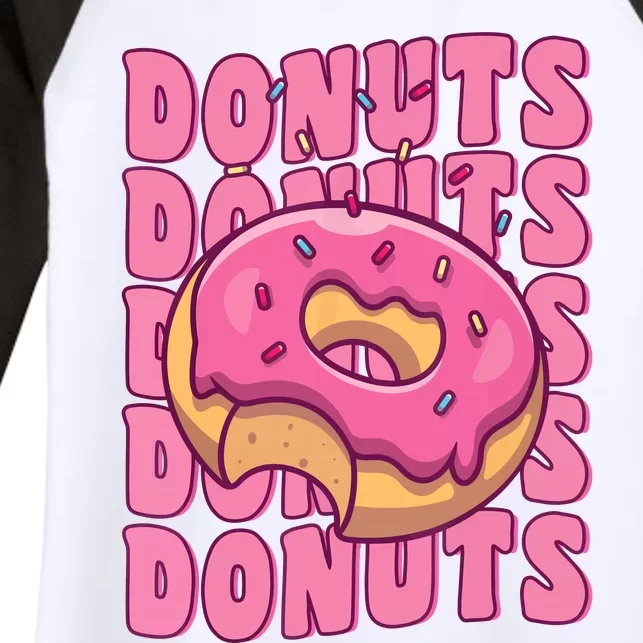 Groovy Pink Donut Squad Sprinkles Donut Lover Matching Donut Women's Tri-Blend 3/4-Sleeve Raglan Shirt