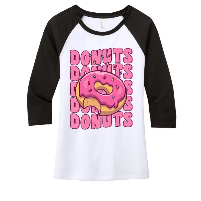 Groovy Pink Donut Squad Sprinkles Donut Lover Matching Donut Women's Tri-Blend 3/4-Sleeve Raglan Shirt