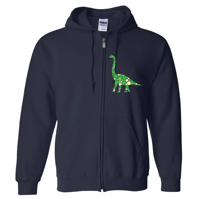 Green Polka Dot Dinosaur Dot Day Shirt For Teacher Student Full Zip Hoodie