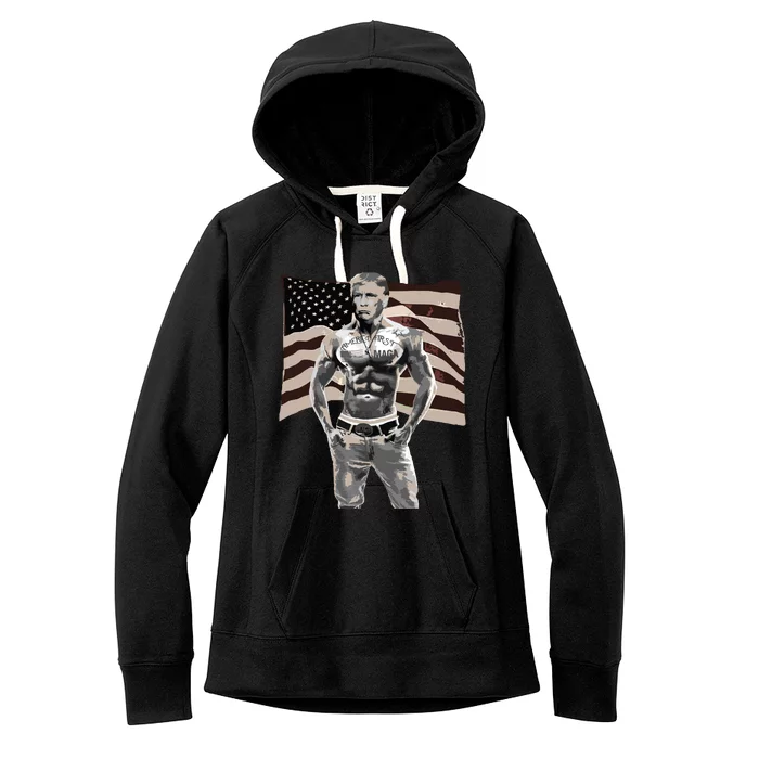 Gangster Pro Donald Trump Tattoo Republican American Flag V2 Women's Fleece Hoodie